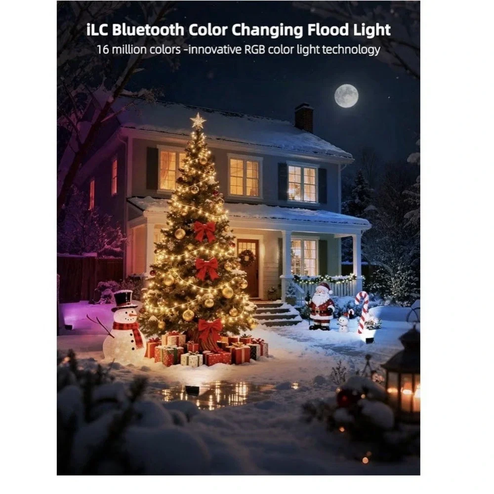 Ilc Led Flood Light 80W 8000Lm Outdoor Rgb Color Changing Smart Floodlights